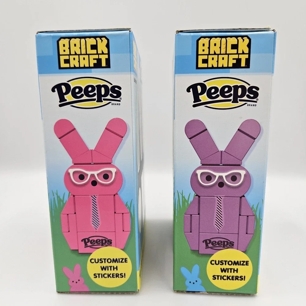 Peeps Brick Craft Building Set Lot of 2 Easter Bunny Blocks 63 pcs Ages 8+ NEW